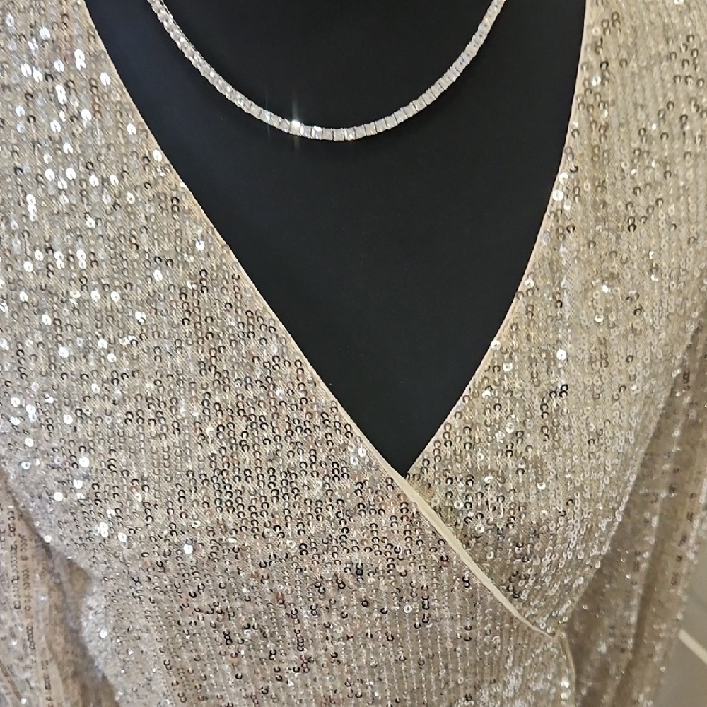 Gianni Bini Silver Sparkle Date Night Girls Night Fabulous Dress - Picture 8 of 12